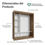 Clóset Matrimonial Monaco 3 Puertas Corredizas 2 con Espejos Marrón/Negro