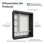 Clóset Matrimonial 170 cm 3 Puertas Corredizas Negro Monaco Madesa