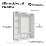 Clóset Matrimonial Monaco 3 Puertas Correderas 2 con Espejo - Blanco/Marrón