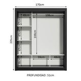Clóset Matrimonial Monaco 3 Puertas Corredizas Negro/Marrón