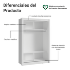 Clóset Soltero 117 cm 2 Puertas Corredizas Blanco Denver Madesa