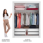 Clóset Soltero 117 cm 2 Puertas Corredizas 4 Cajones Blanco/Negro Dallas Madesa