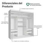 Clóset Matrimonial 180 cm 3 Puertas Corredizas Blanco Reno Madesa