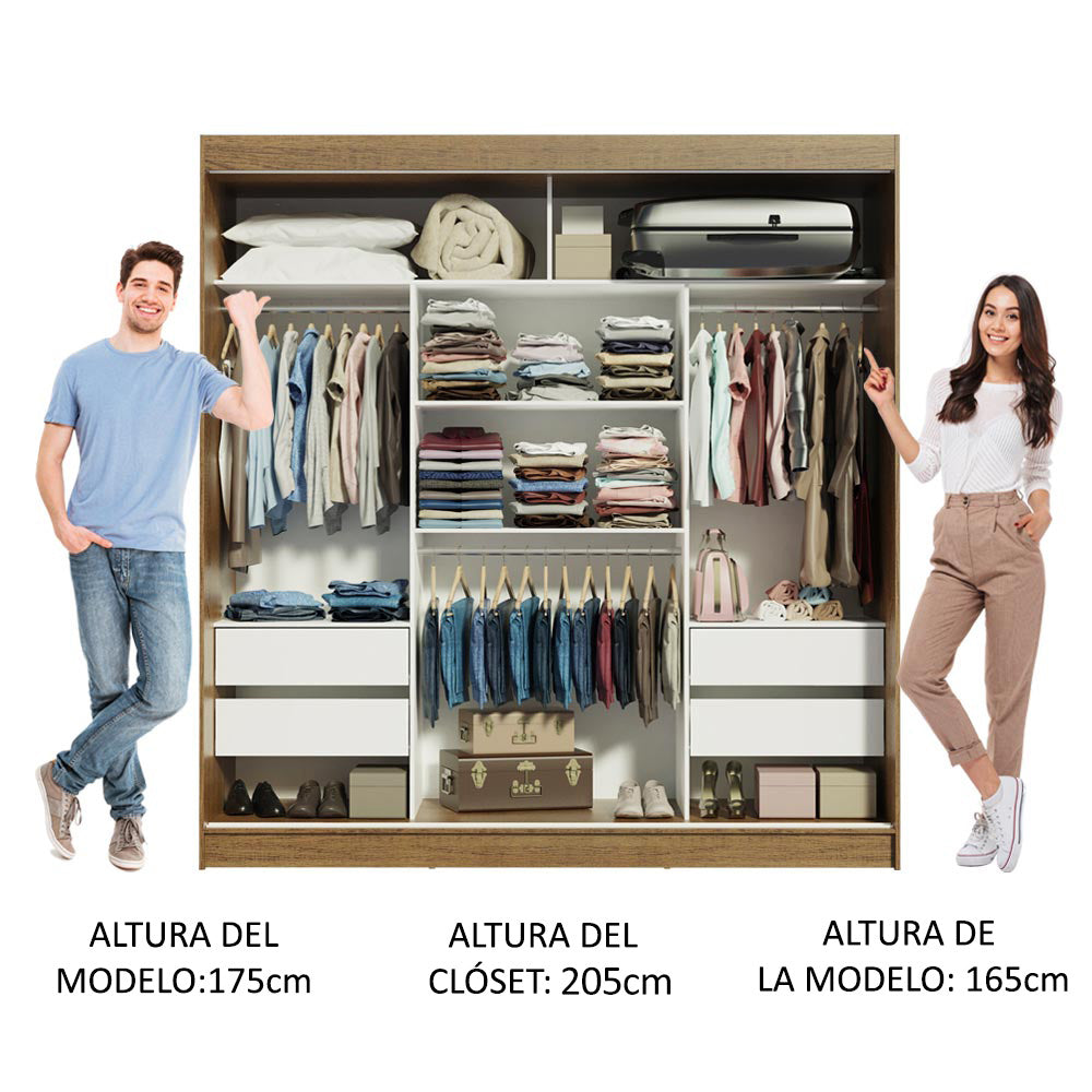 Clóset Matrimonial Reno 3 Puertas Corredizas 1 con Espejo - Marron