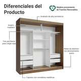 Clóset Matrimonial 3 Puertas Corredizas 1 con Espejo Marron Reno