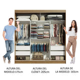 Clóset Matrimonial Reno 3 Puertas Corredizas con Espejo Marrón/Negro