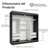 Clóset Matrimonial 3 Puertas Correderas con Espejos Negro Reno