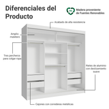 Closet Matrimonial 3 Puertas Corredizas 1 Con Espejo Blanco/Marrón Reno