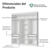 Clóset Matrimonial Venus 180 cm Sin Puertas 4 Cajones Blanco