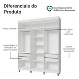 Clóset Matrimonial Venus 180 cm Sin Puertas Con Patas 4 Cajones Blanco