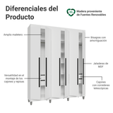 Clóset Matrimonial Venus 6 Puertas Batientes Con Patas Blanco/Blanco/Negro