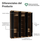 Clóset Matrimonial 180 cm 6 Puertas Marrón/Negro Venus Madesa
