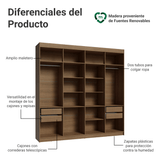 Clóset Matrimonial Venus 216 cm Sin Puertas 4 Cajones Marrón