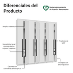 Clóset Matrimonial 216 cm 8 Puertas Blanco/Negro Venus Madesa