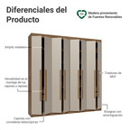 Clóset Matrimonial 216 cm 8 Puertas Marrón/Crema Venus Madesa
