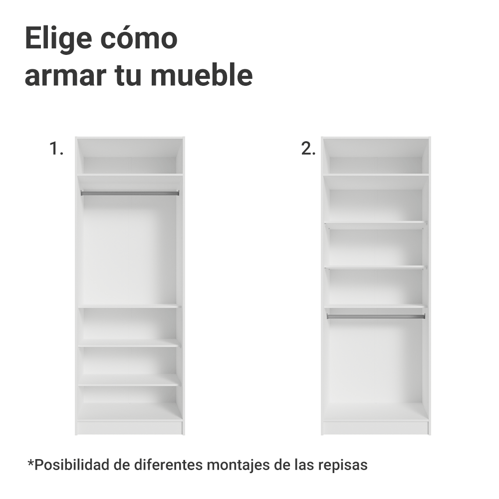 Clóset Modular 80 cm 2 Puertas 4 Cajones Blanco Neo Madesa