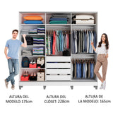 Clóset Matrimonial 100% MDF 3 Puertas Corredizas con Espejos Blanco con Patas Eros