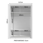Clóset Soltero 117 cm 2 Puertas Corredizas Blanco/Marrón Milano Madesa