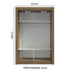 Clóset Soltero 117 cm 2 Puertas Corredizas Marrón/Gris Milano Madesa