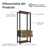 Clóset Modular 2 Cajones 70cm Marrón/Negro Valencia
