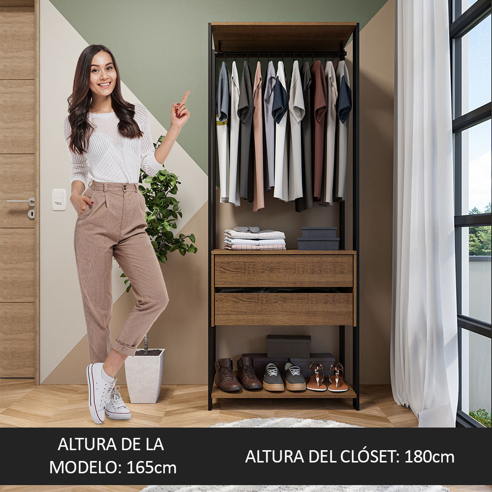 Clóset Modular Valencia 2 Cajones 70cm Marrón/Negro