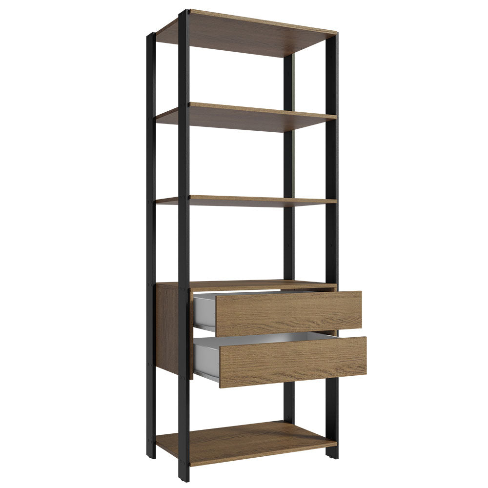 Clóset Modular Abierto 70 cm 2 Cajones Marrón/Negro Valencia Madesa
