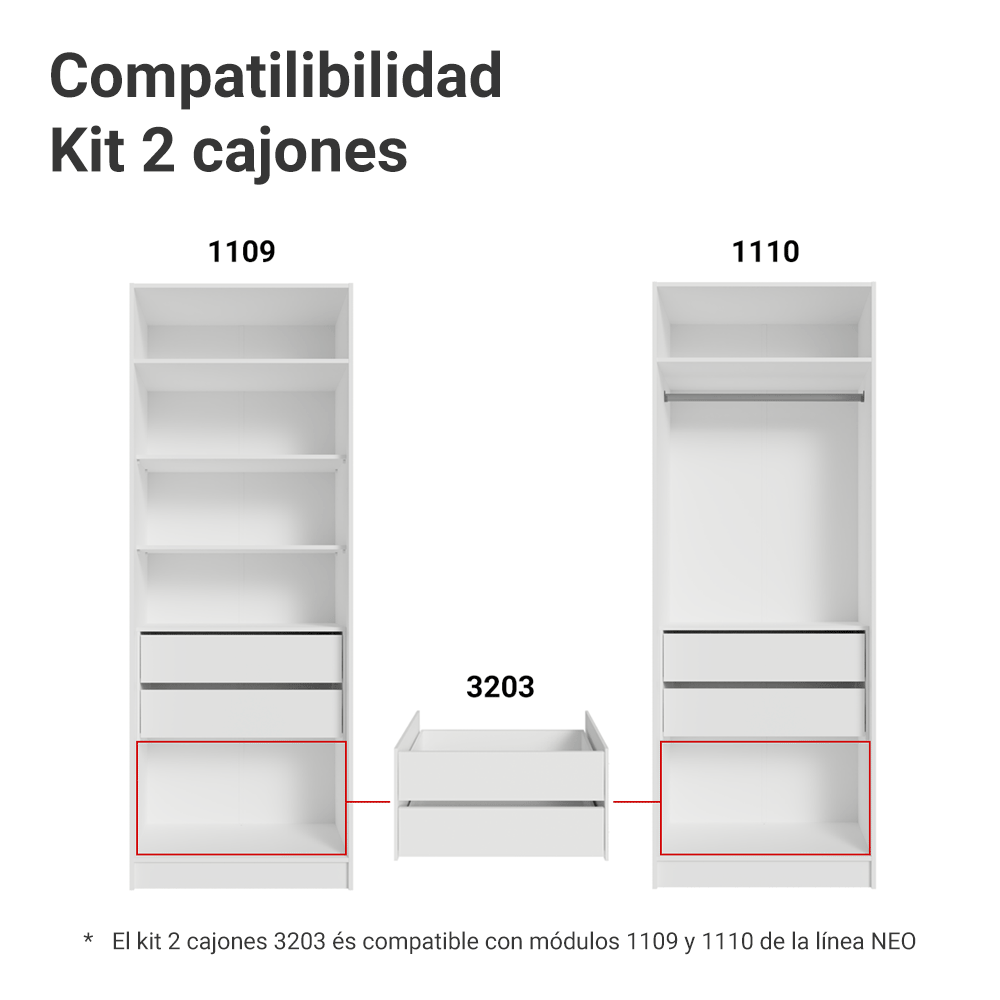 Kit 2 Cajones para Clóset Blanco Neo Madesa
