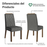 Combo 2 Sillas de Comedor 4256 con Detalle Amaderado Marrón/Silver Madesa