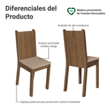 Juego de 6 Sillas 4290 Marrón/Sintético Beige