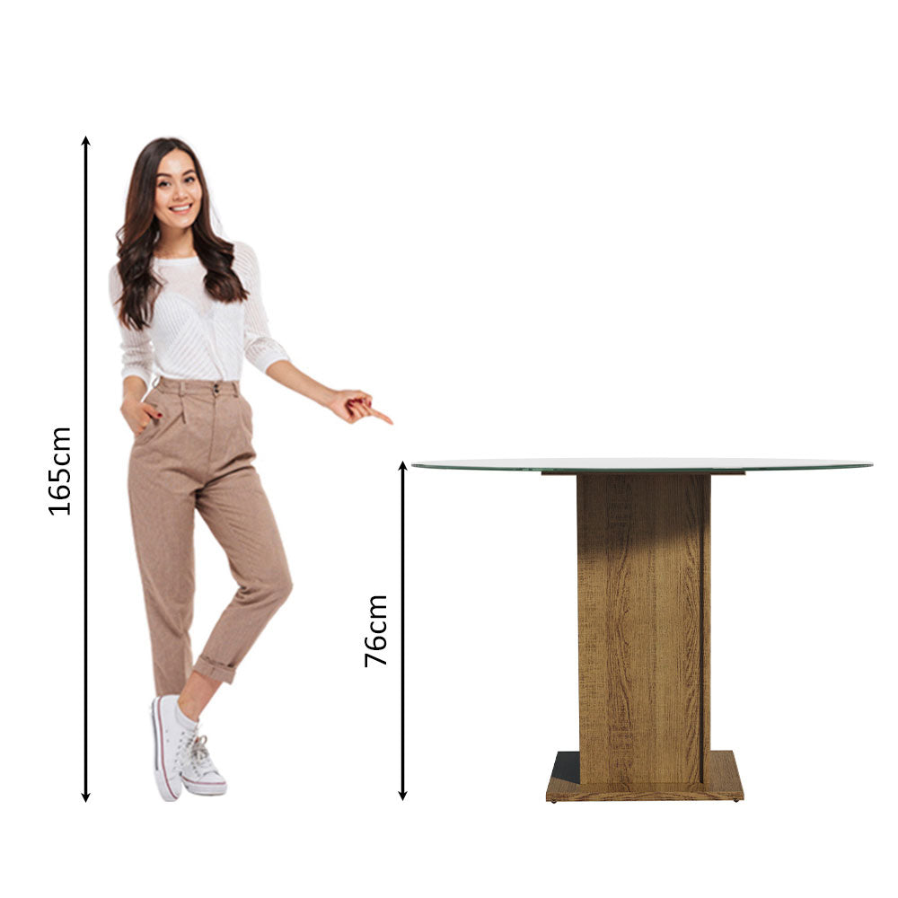 Mesa de Comedor Circular 110 cm con Encimera Vidrio Marrón Madesa