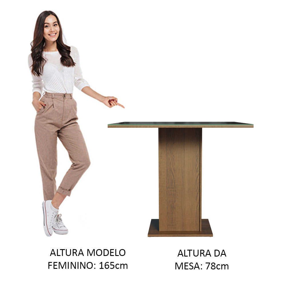 Mesa de Comedor 90 cm con Encimera Vidrio Marrón/Negro Madesa