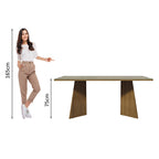 Mesa de Comedor 180 cm con Encimera de Vidrio Marrón/Crema Madesa