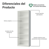 Estante Librero con 6 Nichos Blanco 6908