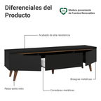 Mueble para TV hasta 80 Pulgadas 180 cm 2 Puertas 1 Cajón Negro Reims Madesa