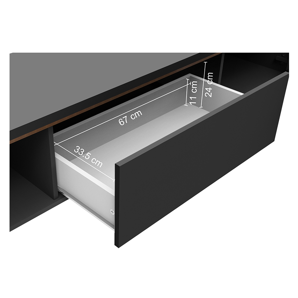 Mueble para TV hasta 80 Pulgadas 180 cm 2 Puertas 1 Cajón Doha Negro/Marrón
