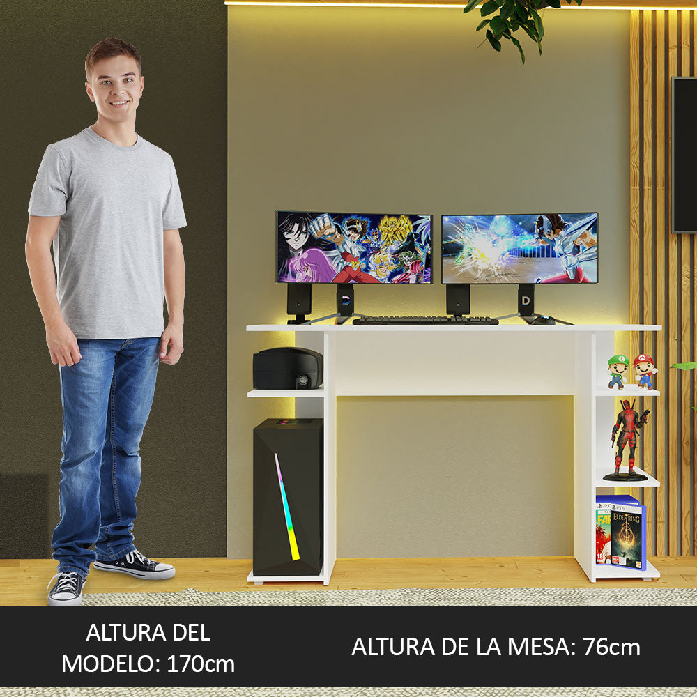 Escritorio Gamer 120 cm Blanco Madesa