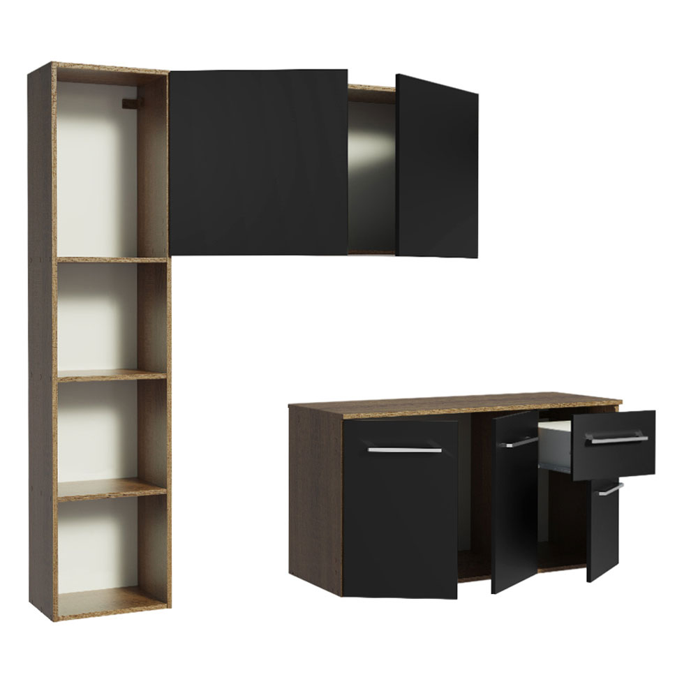 Cocina Compacta 120cm Marron/Negro Easy