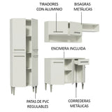 Cocina Compacta 229cm Blanco Emilly Top