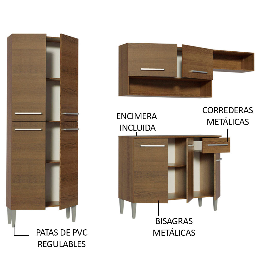 Cocina Compacta 229cm Marrón Emilly Top