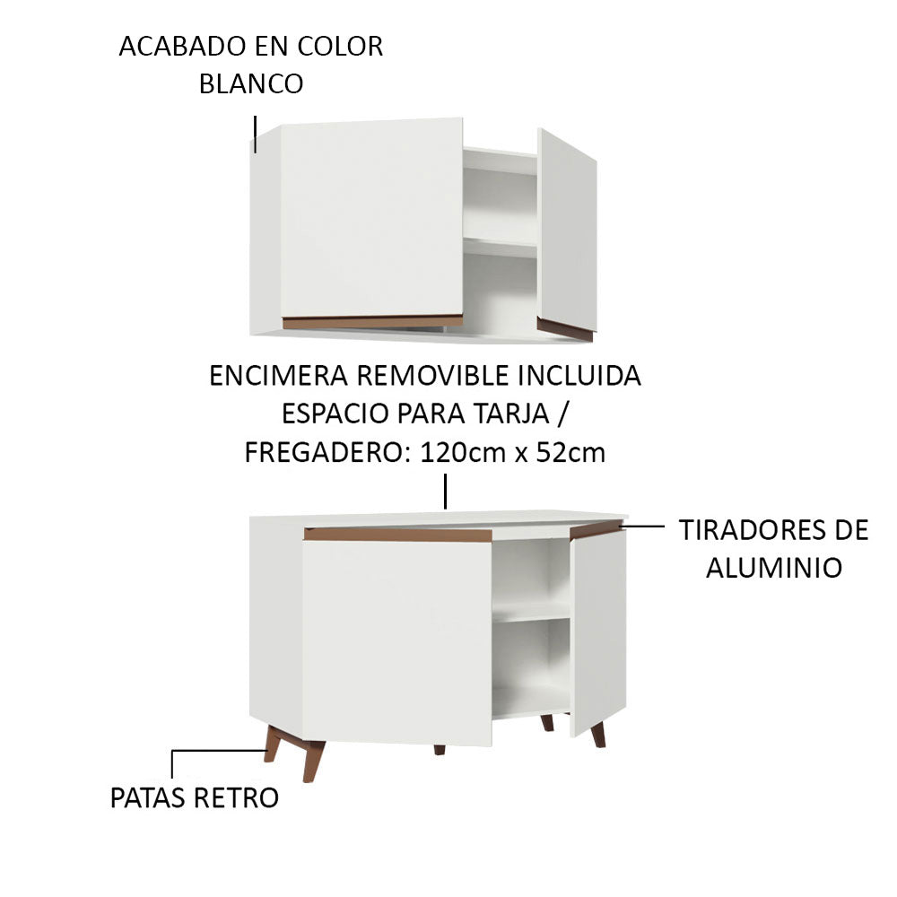 Cocina Compacta 120 x 52 cm 4 Puertas Blanco Reims Madesa