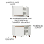 Cocina Compacta 120 x 52 cm 4 Puertas Blanco Reims Madesa