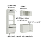 Cocina Compacta 180 x 52 cm 5 Puertas 2 Cajónes con Mueble para Horno Blanco Topázio Madesa