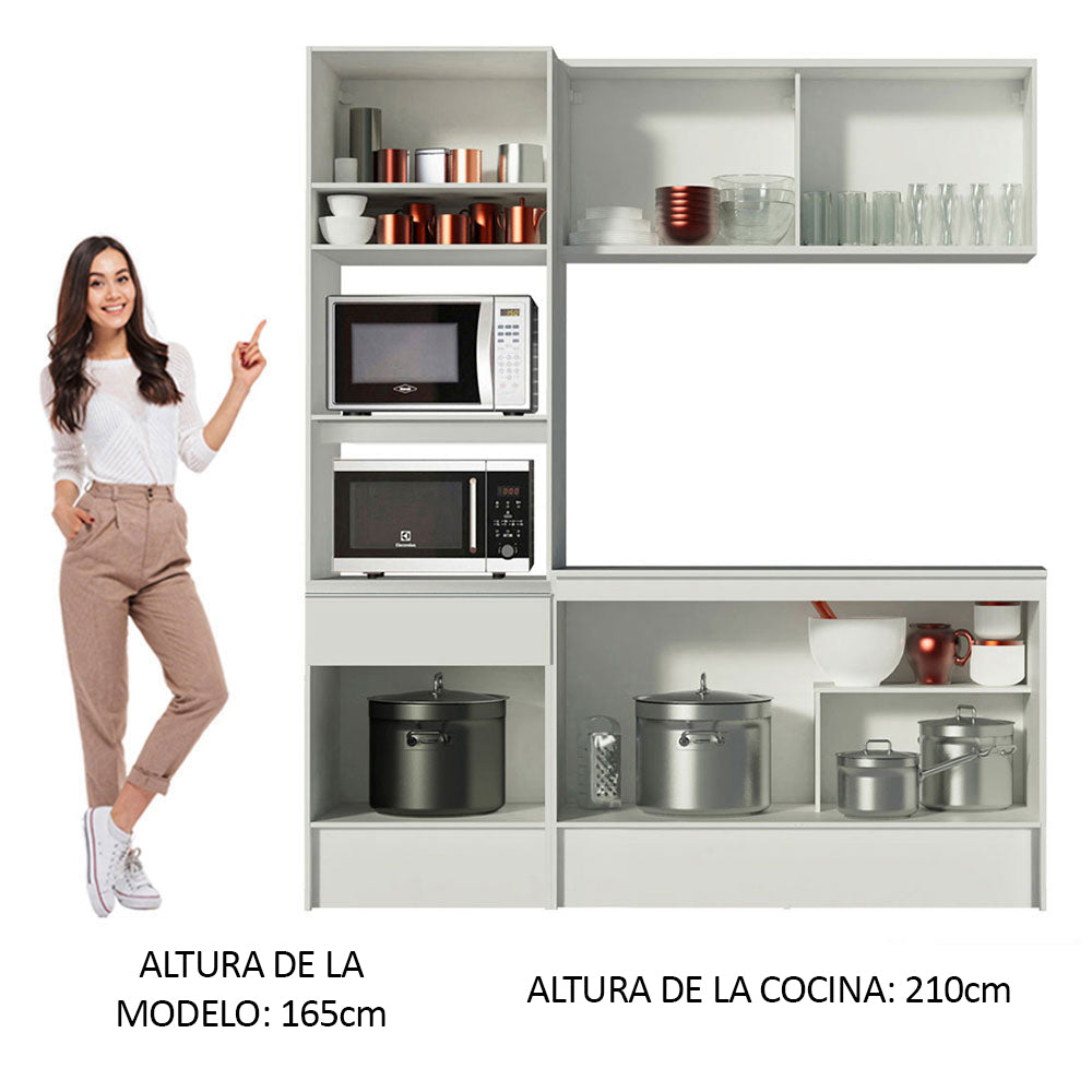 Cocina Compacta 180cm Blanco Diamante 86