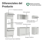 Cocina Compacta 240 cm con Mueble para Horno Blanco Topázio Madesa
