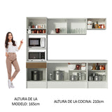 Cocina Integral 240cm Diamante Blanco/Marrón