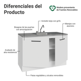 Gabinete Bajo para Fregadero con Accesorios de Cocina 120 x 60 cm 2 Puertas (Con Encimera) Agata Blanco
