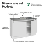 Gabinete Bajo para Fregadero con Accesorios de Cocina 120 cm 2 Puertas Blanco Glamy Madesa