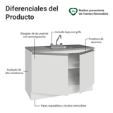 Gabinete Bajo para Fregadero con Accesorios de Cocina 120 x 60 cm 2 Puertas (Con Encimera) Glamy Blanco