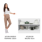 Gabinete Bajo 120 cm 2 Puertas Sin Encimera Blanco/Negro Glamy Madesa