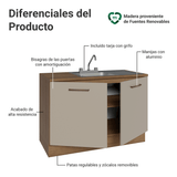 Gabinete Bajo para Fregadero con Accesorios de Cocina 120 x 60 cm 2 Puertas (Con Encimera) Agata Marrón/Crema